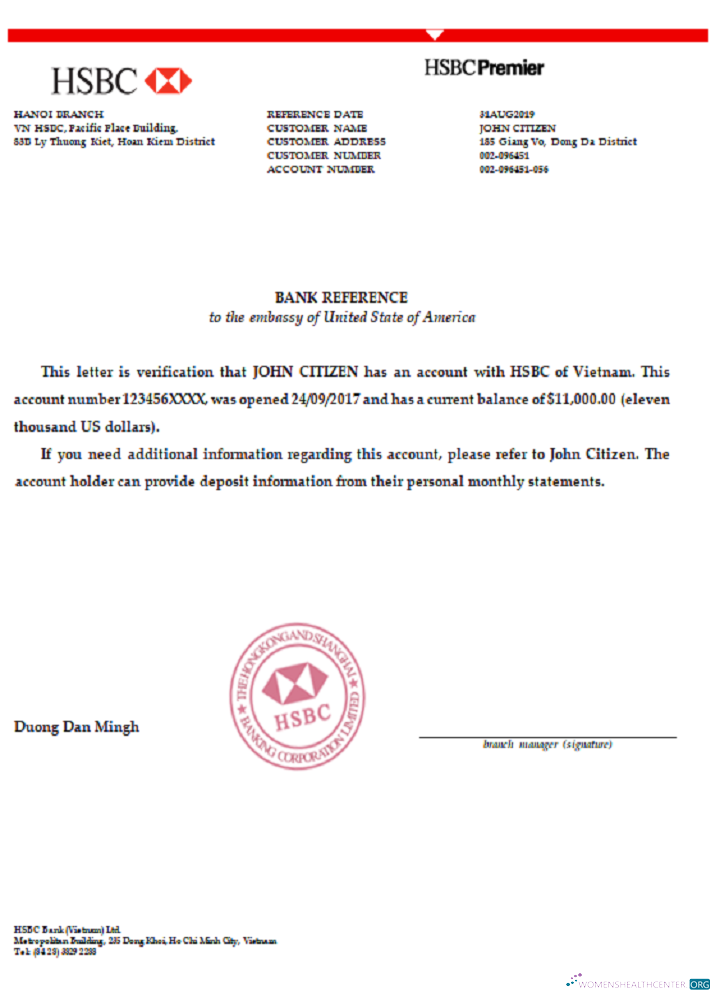 Download Vietnam HSBC bank reference Photoshop template